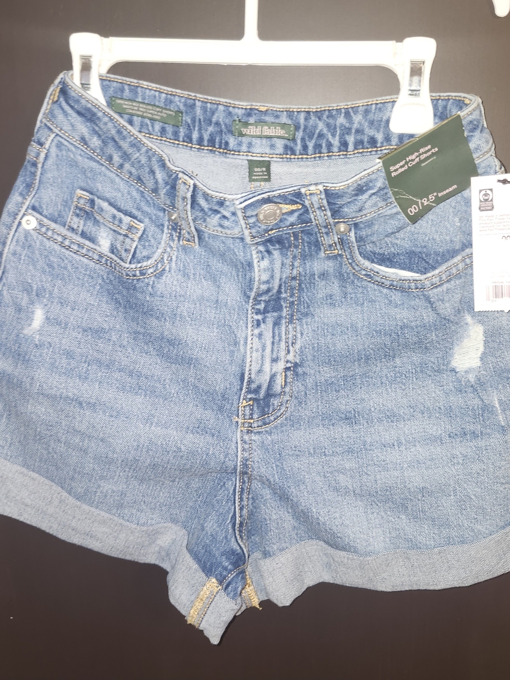 wild fable Light Blue High-Rise Cuffed Denim Shorts